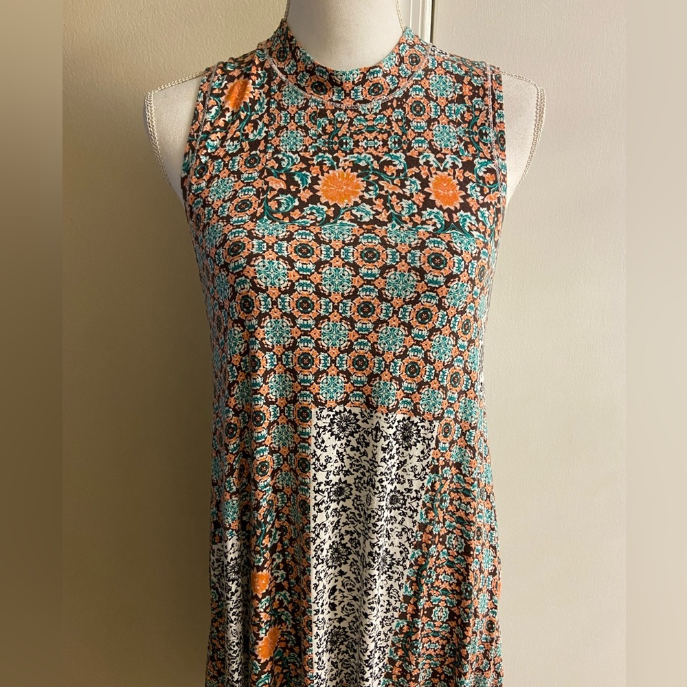 Anthropologie Maeve Lilt swing dress colorful jersey knit with pockets Large - Picture 7 of 13